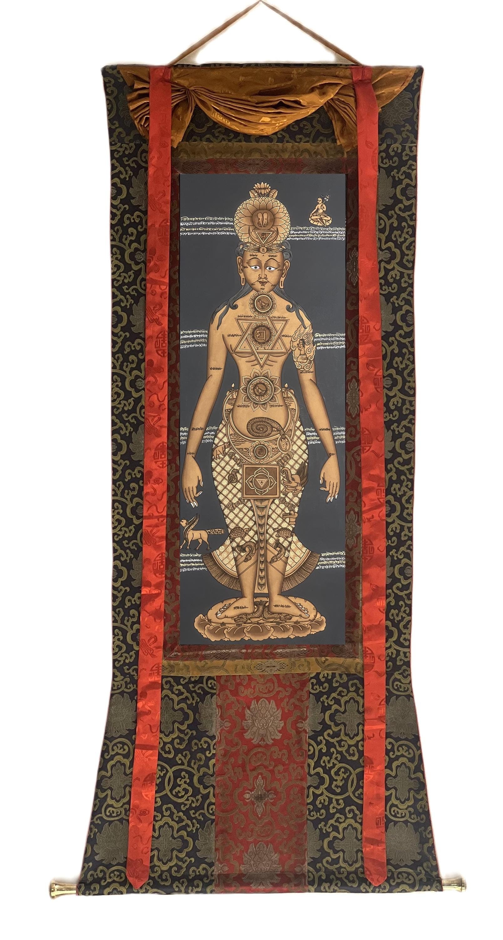 オリジナルの手描きの7つの重要なチャクラ/人体のチャクラ