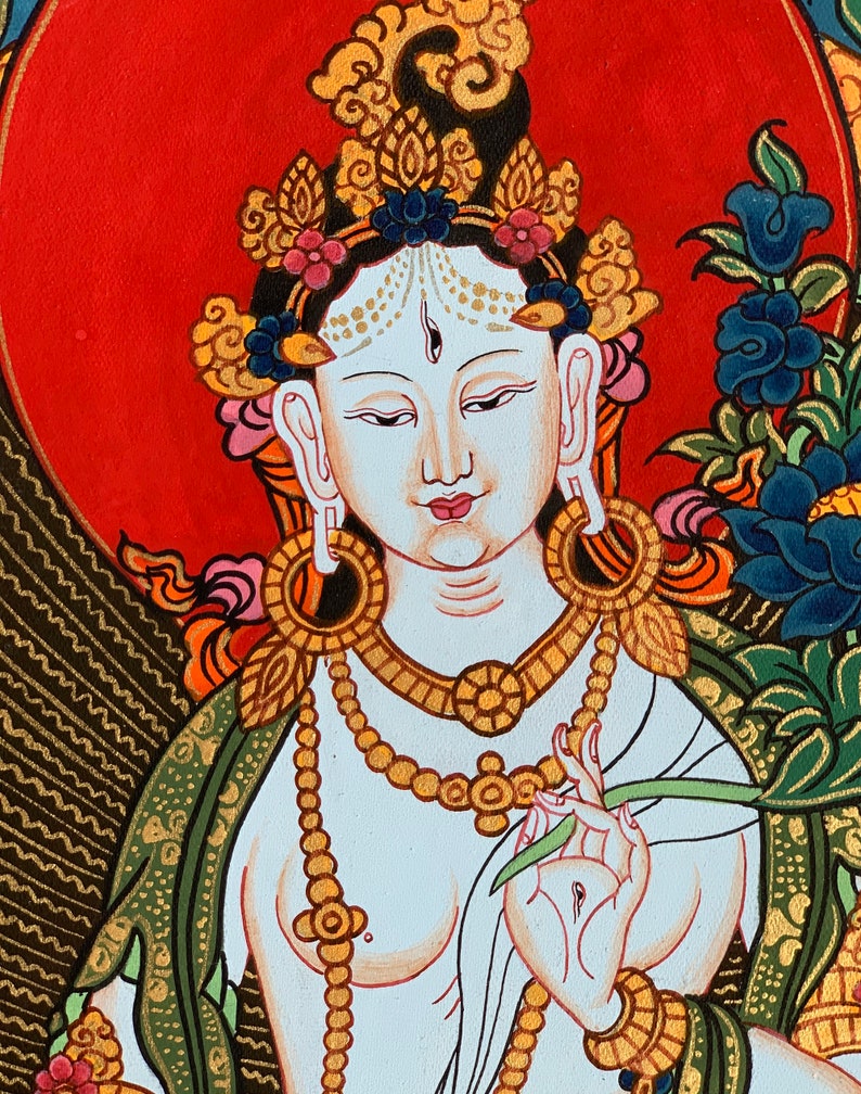 Hand-painted White Tara Mother Goddess Thangka Painting 11 X - Etsy