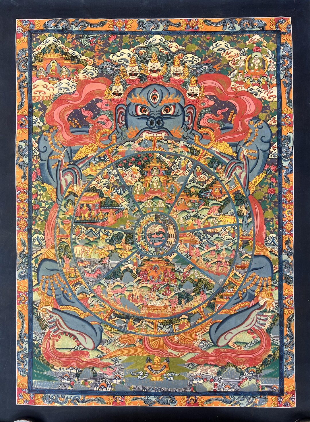 Wheel of Life Thangka | Bhavachakra Tibetan Buddhist Painting | Samsara ...