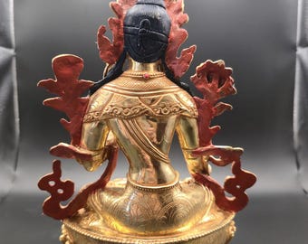 チベット女神像高さ48㌢(購入者特典有り) 24金鍍金の白多羅菩薩像｜手作りチベット仏教美術 - Etsy 日本