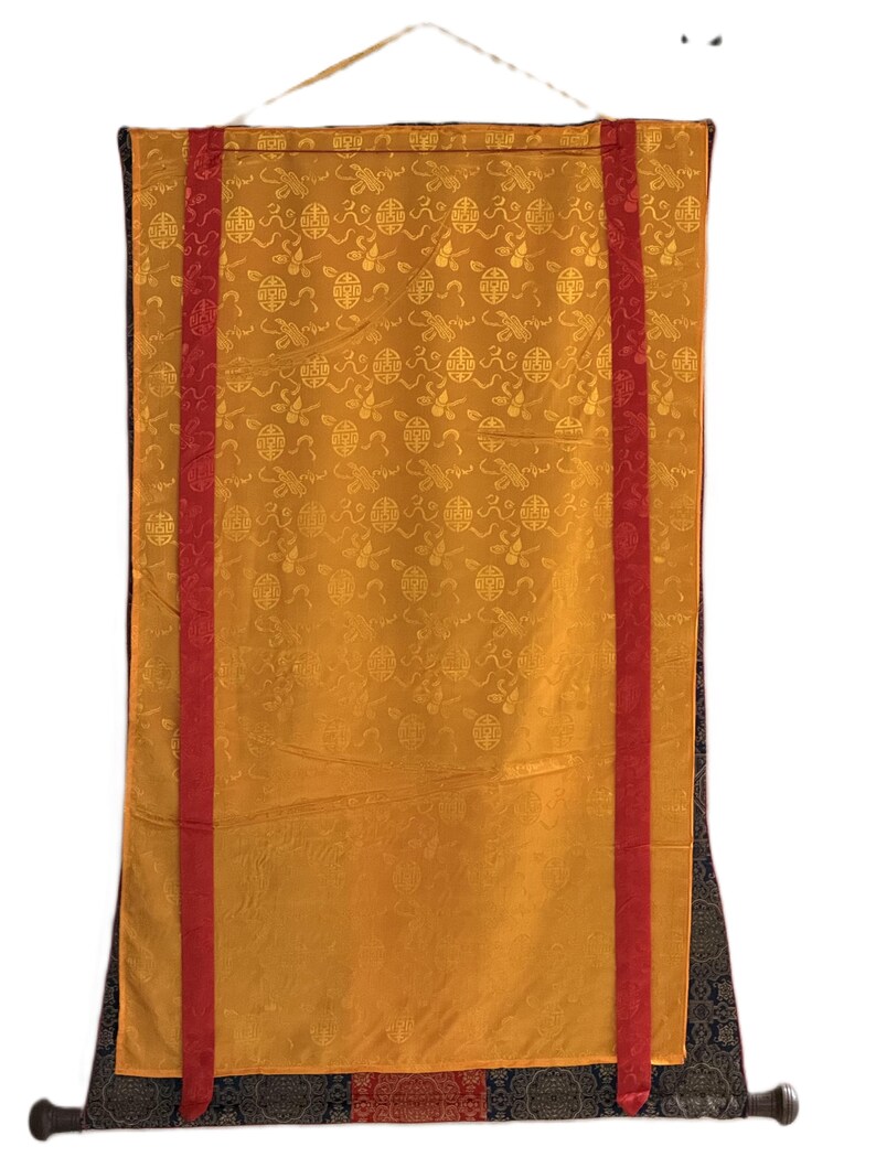 Hand-Painted Yamantaka with Consort Thangka | Wrathful Protector Tibetan Art with Silk Brocade image 14