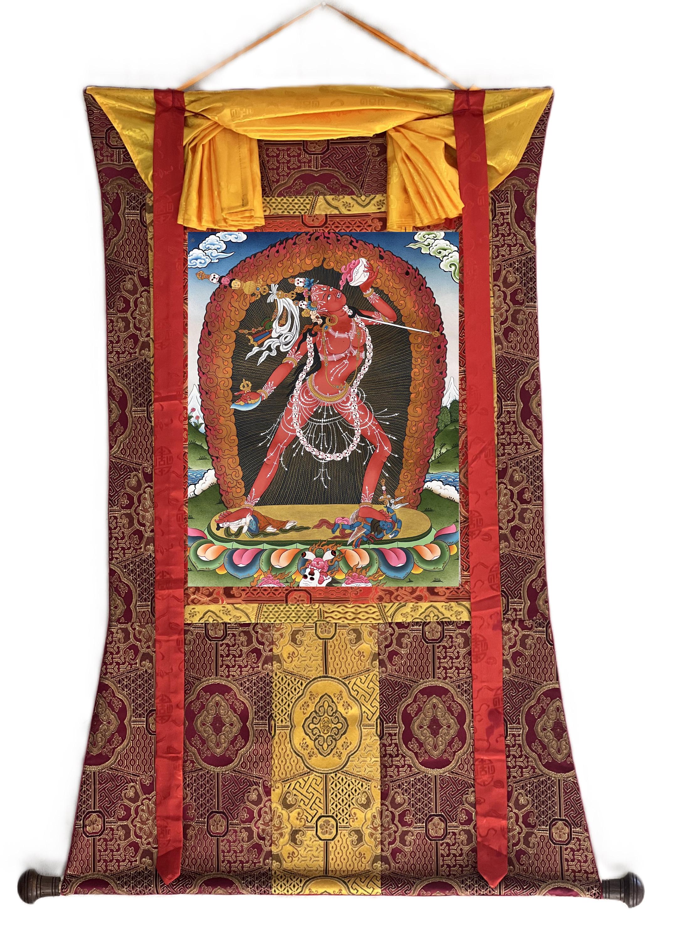 オリジナルの手描きのヴァジュラヨーギニーチベットタンカ絵画