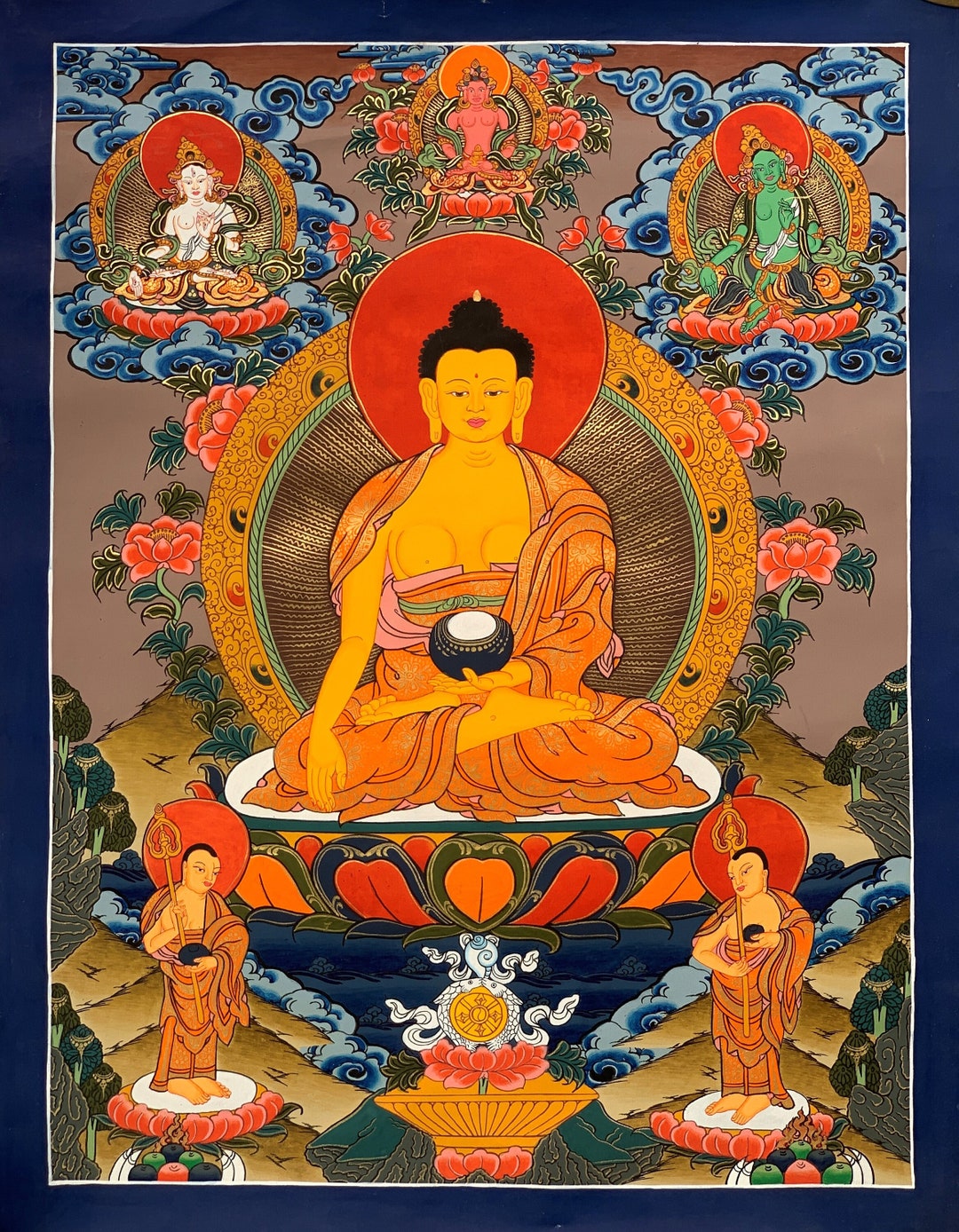 Hand-painted, Shakyamuni, Gautama Buddha, Tibetan Thangka Painting 15 X ...