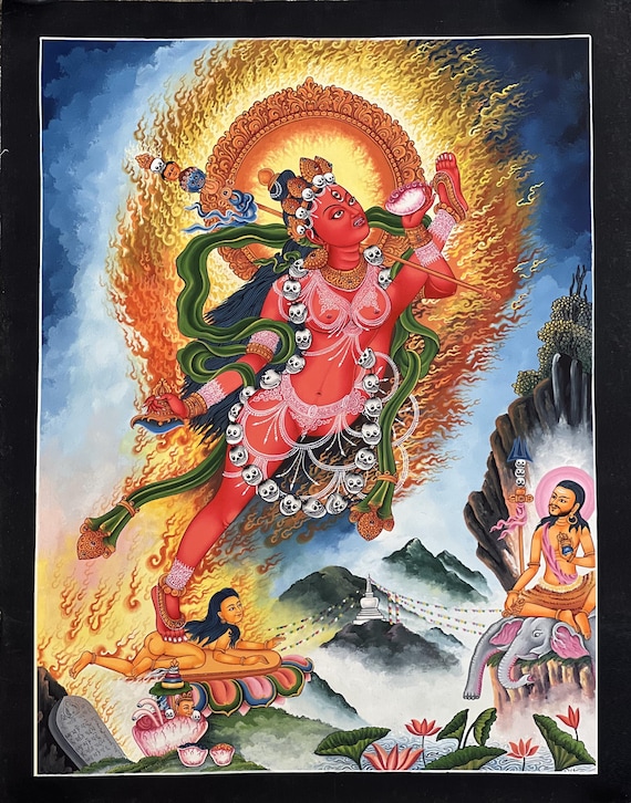 【肉筆画 手描き仏画】バジュラヨーギニー Vajrayogini ヨギニ タンカ 肉筆画 手描き仏画】バジュラヨーギニー Vajrayogini ヨギニ