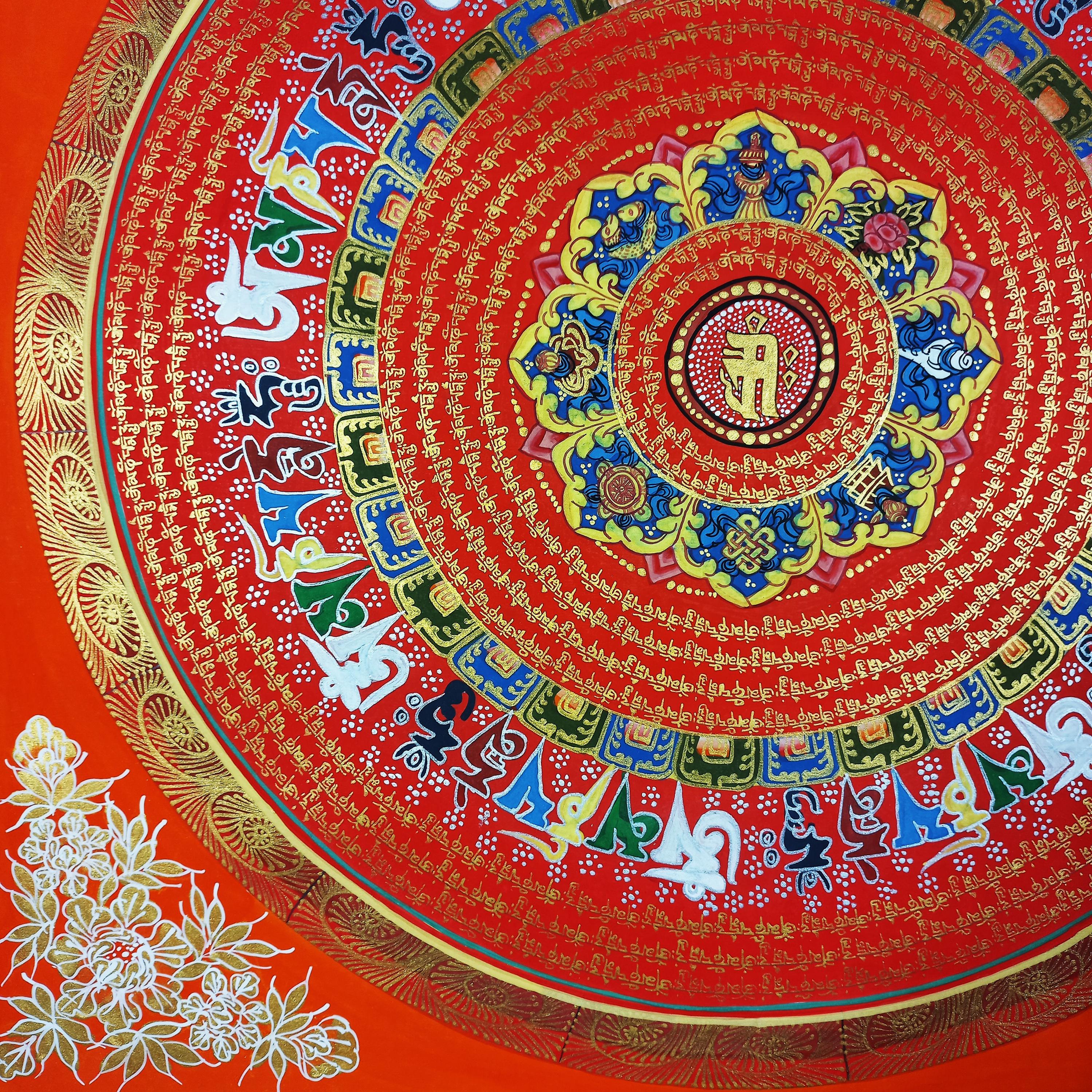 Handmade Om Mantra Mandala Thangka Painting | Tibetan Meditation Art - Etsy