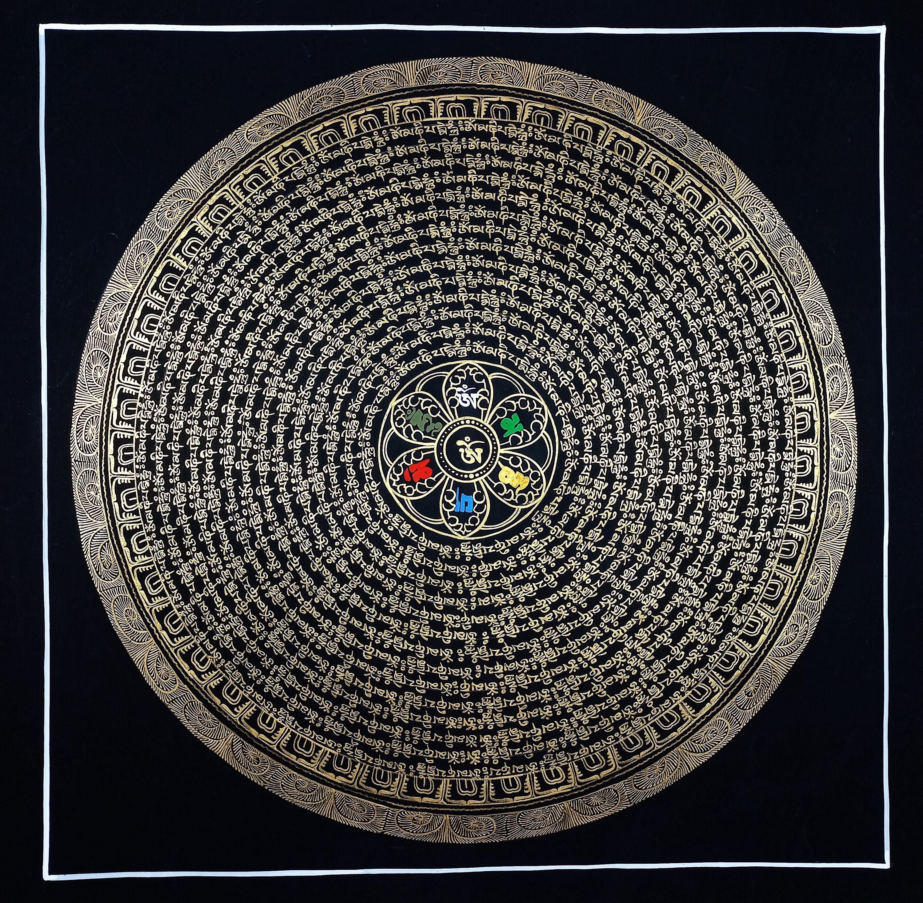 オム マニ パドメ フム マンダラ タンカ |チベットの瞑想画 - Etsy 日本