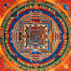 Original Hand-painted Master Quality Kalachakra Mandala/ Wheel of Time Tibetan Thangka Painting image 8