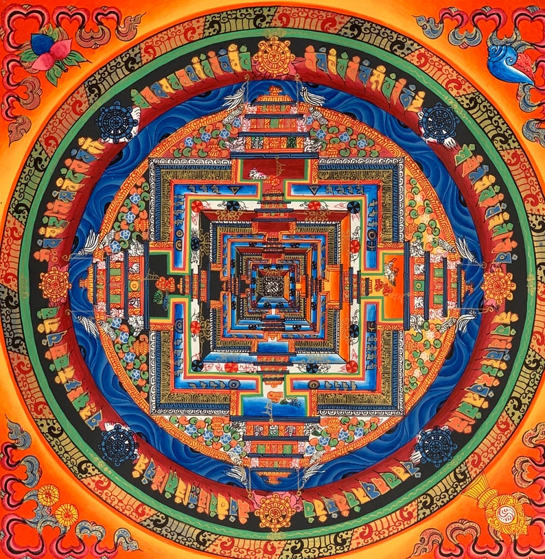 Original Hand-painted Master Quality Kalachakra Mandala/ Wheel of Time Tibetan Thangka Painting image 8