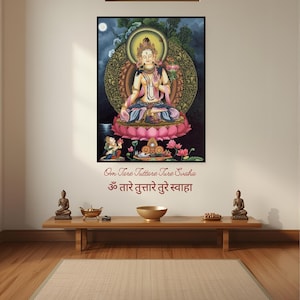 White Tara Newari Paubha Thangka | Hand Painted Buddhist Art | Masterpiece Meditation Painting Painting Only