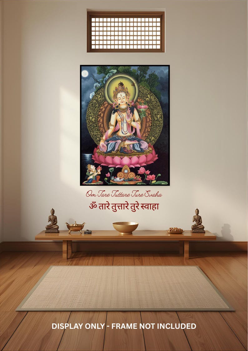 White Tara Newari Paubha Thangka | Hand Painted Buddhist Art | Masterpiece Meditation Painting Painting Only