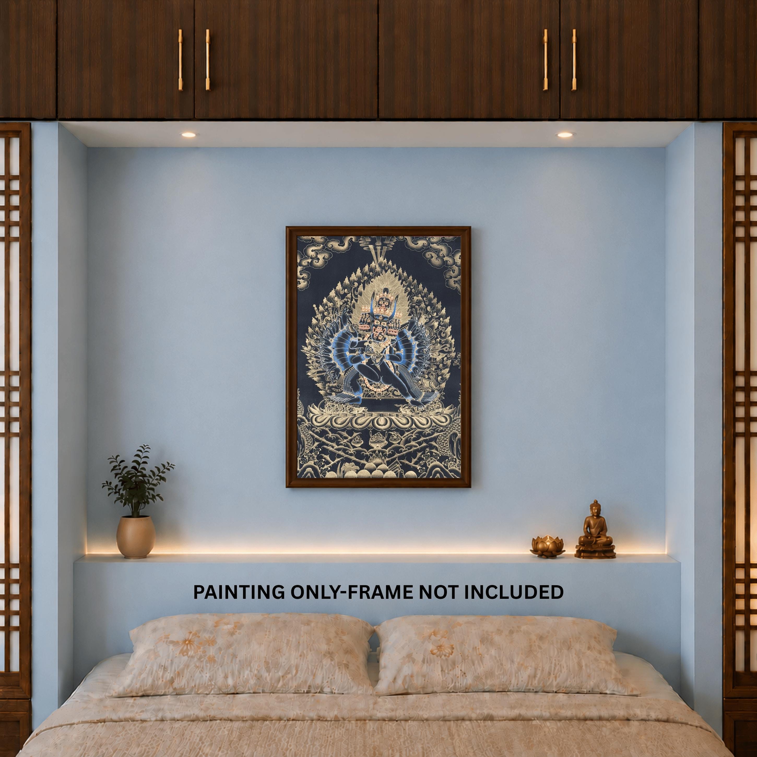 Hand-painted Yamantaka Tibetan Thangka Painting – Wrathful