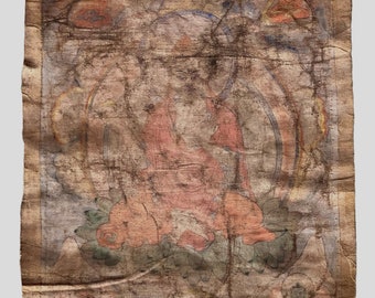 Original Hand-Painted  Chongapa/ Je Tsongkhapa Old Tibetan Thangka Painting- Vintage
