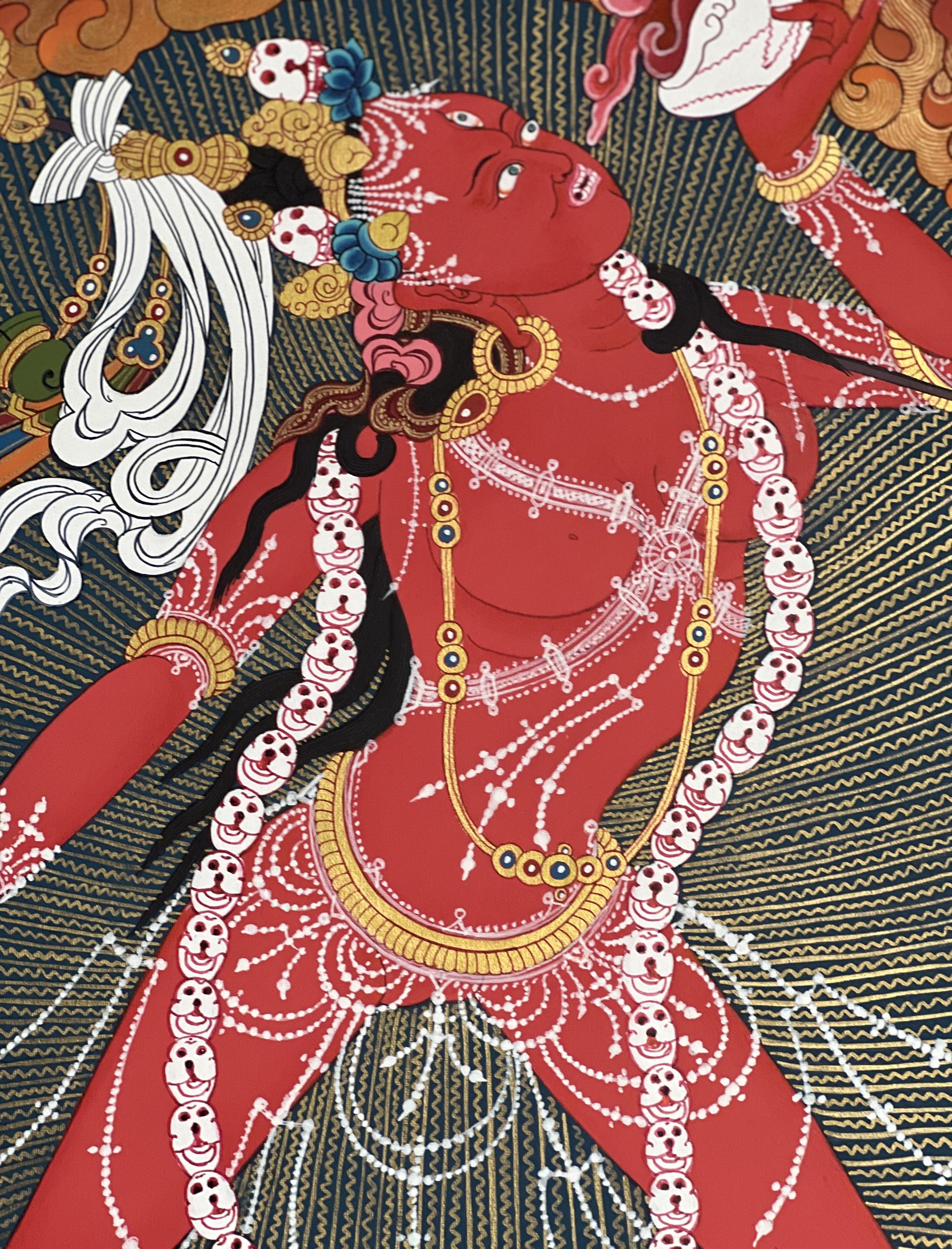 オリジナルの手描きのヴァジュラヨーギニーチベットタンカ絵画