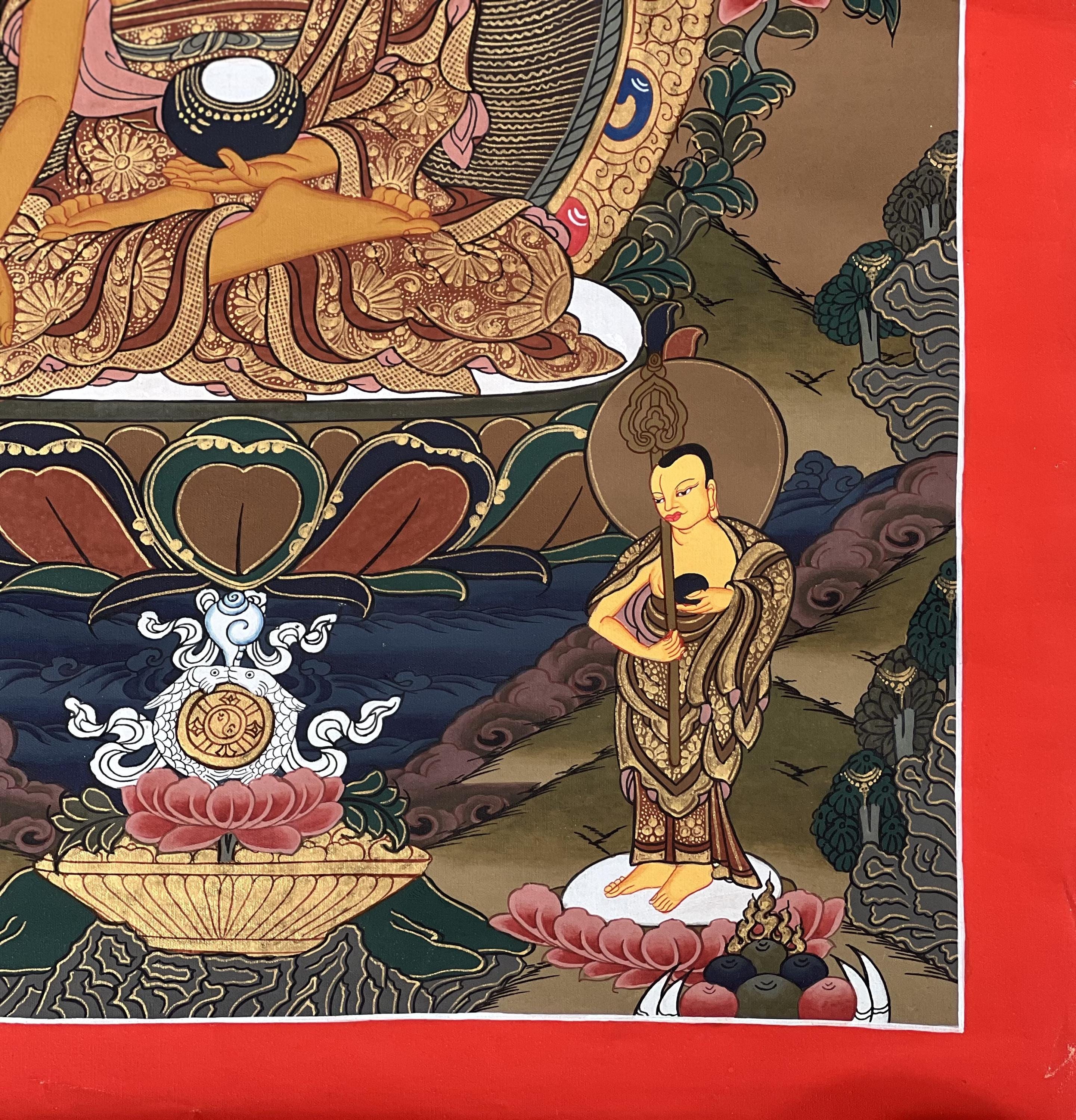 チベット タンカ（チベット仏教仏画） 手描き 手描き、釈迦牟尼仏、チベットタンカ絵画 15 x 20 インチ - Etsy