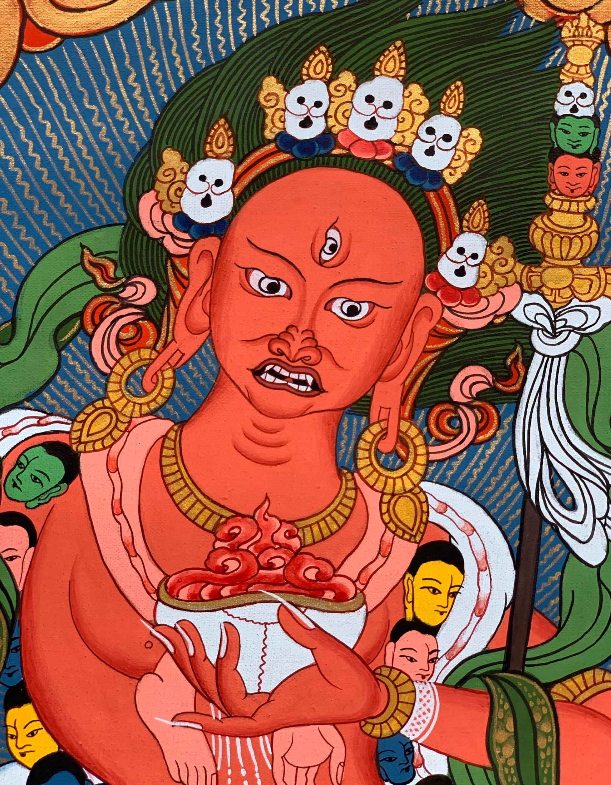 チベット　タンカ　ドルジェ・ドル オリジナル手描きのヴァジュラヴァラヒ ドルジェ ファグモ チベット