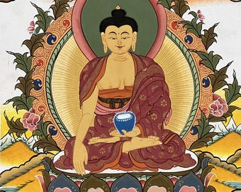 手描きの釈迦牟尼仏タンカ |チベットシルクブロケードアート - Etsy 日本