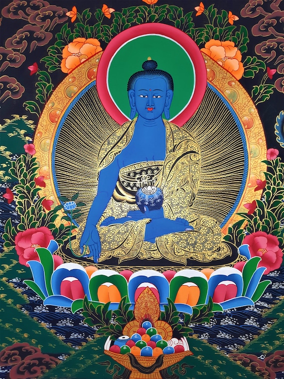 中国古美術・チベット・真皮唐卡・旦尖カンパ人の財神・純手描き・鉱物顔料・風水開運 中国古美術・チベット・真皮唐卡・旦尖カンパ人の財神・純手描き