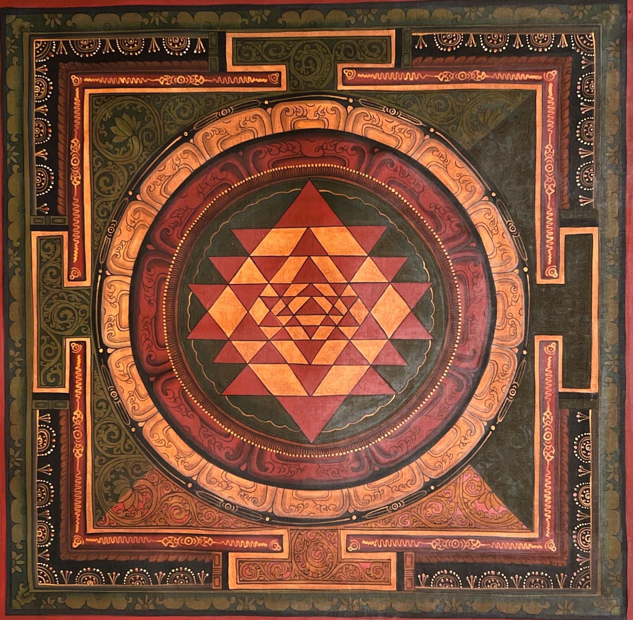 ボリウッド　ヴィンテージ　ポスター　SHAKTI　シャールク　アイシュワリヤ Authentic Hand-painted Sri Yantra / Shri Yantra / Shri Chakra