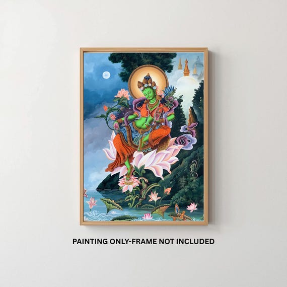 Green Tara Newari Paubha Thangka Painting Hand-painted Tibetan