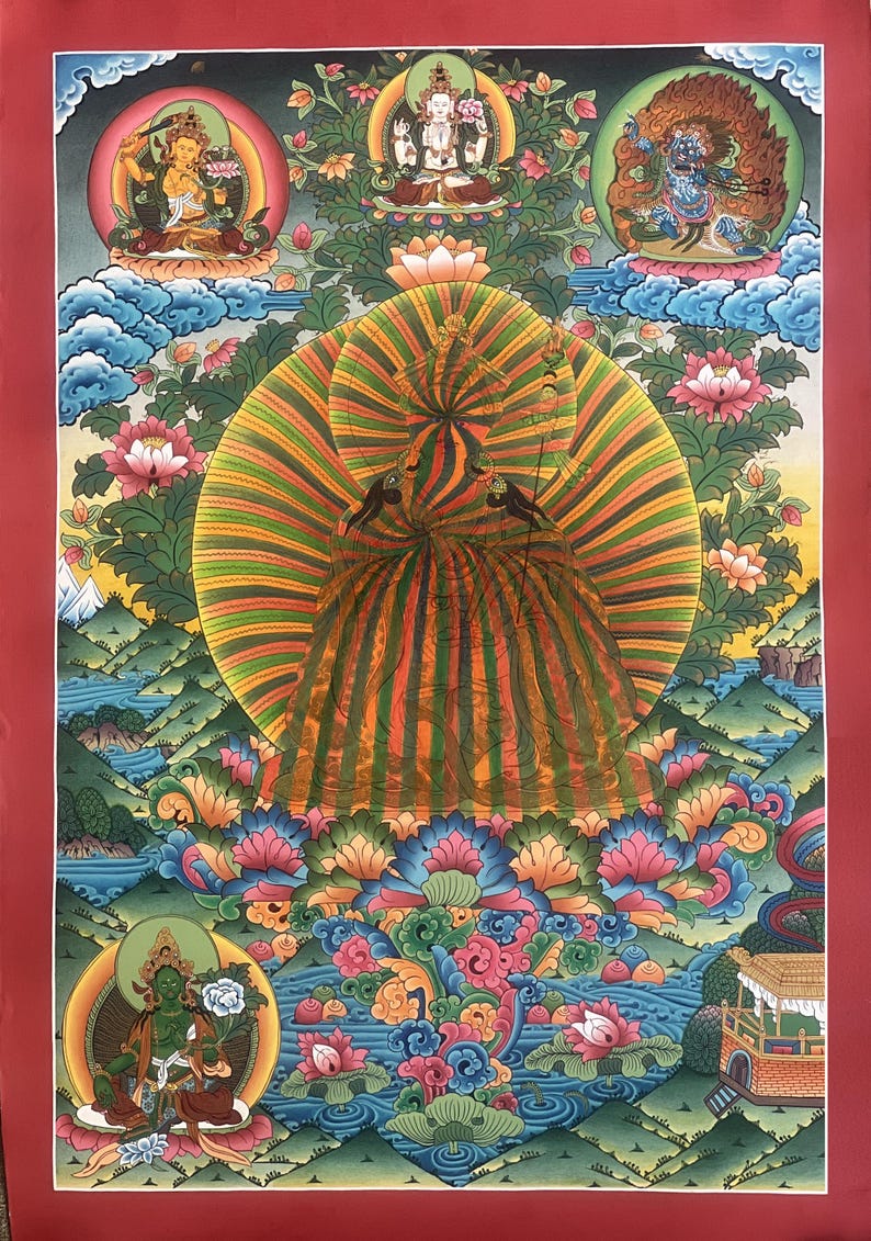 Guru Rainbow Body Padmasambhava Thangka | Hand-painted Tibetan Buddhist ...