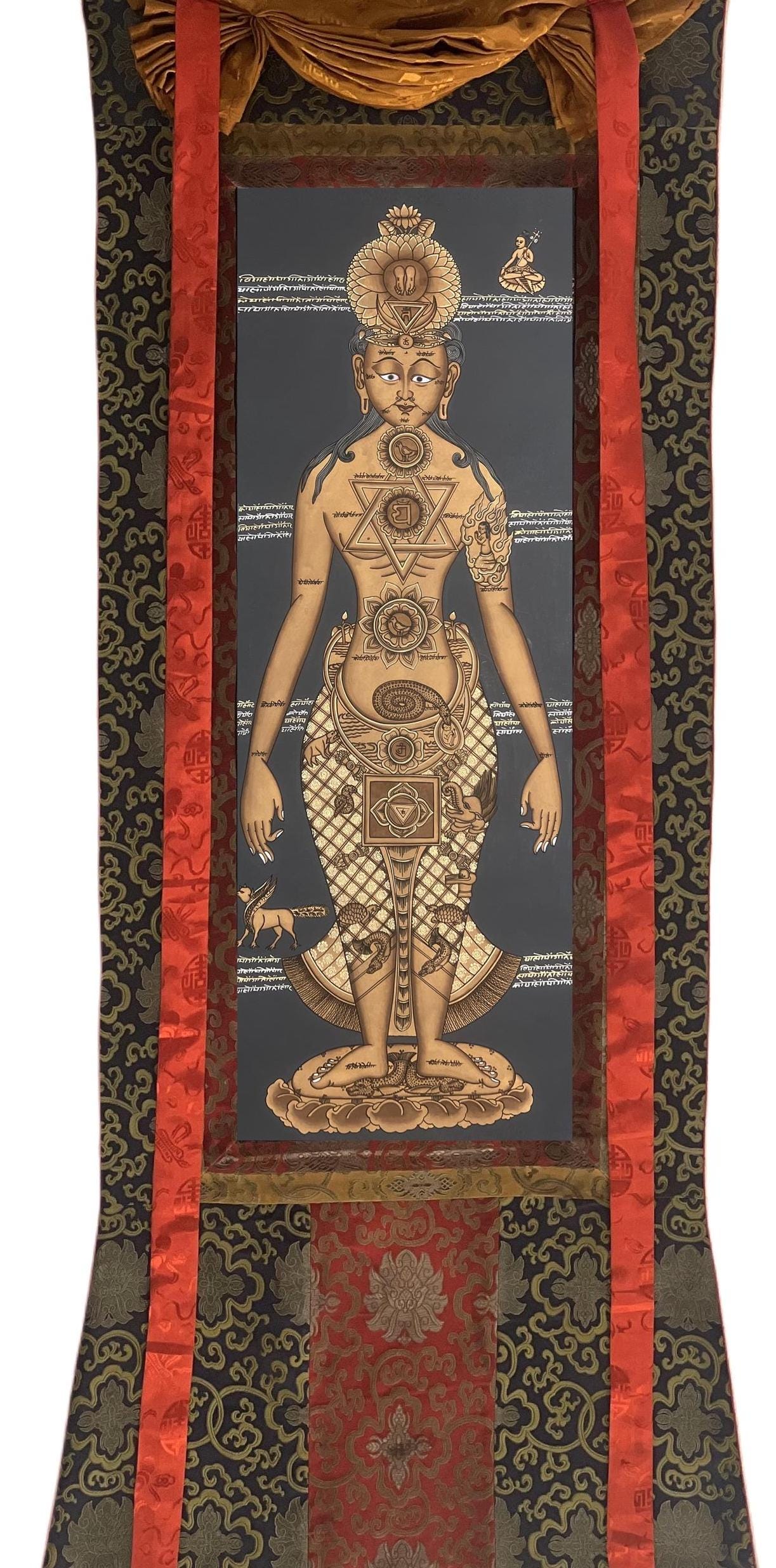 オリジナルの手描きの7つの重要なチャクラ/人体のチャクラ