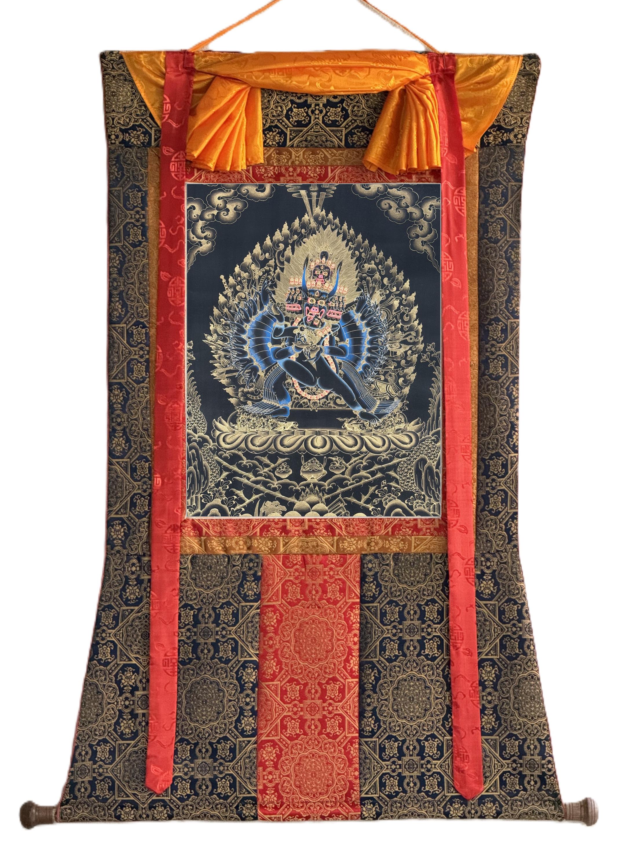 Hand-painted Yamantaka Tibetan Thangka Painting – Wrathful