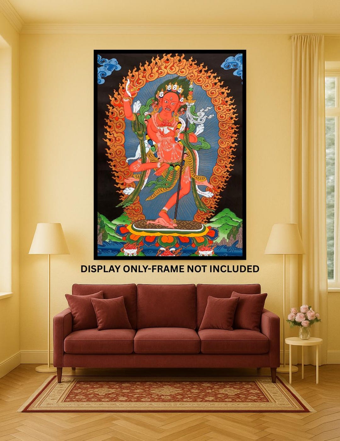 チベット　タンカ　ドルジェ・ドル オリジナル手描きのヴァジュラヴァラヒ ドルジェ ファグモ チベット