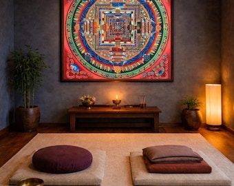 Kalachakra-mandala Tibetaanse Thangka handgeschilderde wiel des tijds kunst