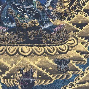 Hand-Painted Yamantaka with Consort Thangka | Wrathful Protector Tibetan Art with Silk Brocade image 13