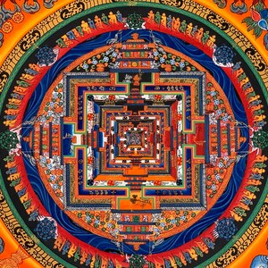 Original Hand-painted Master Quality Kalachakra Mandala/ Wheel of Time Tibetan Thangka Painting image 10