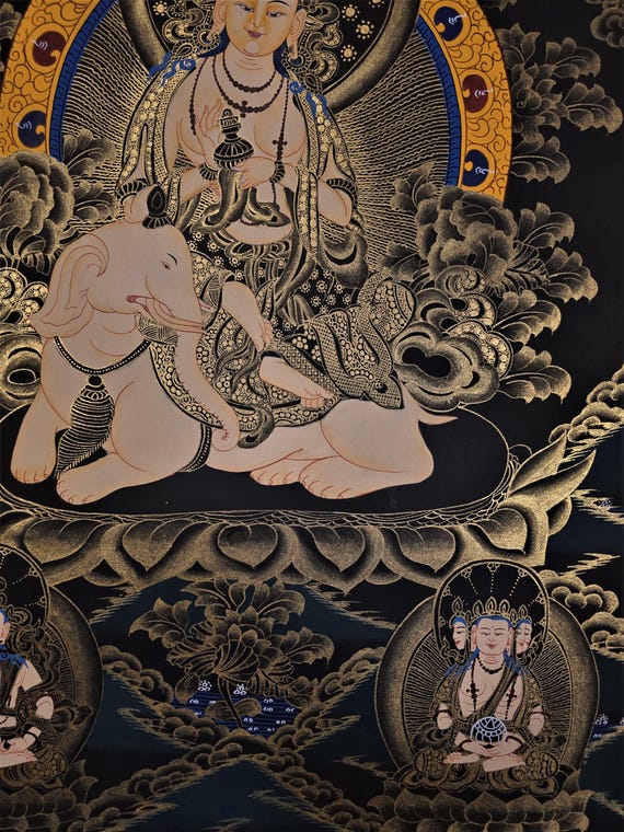 普賢菩薩の手描きタンカ - ネパールのチベットの傑作 - Etsy 日本