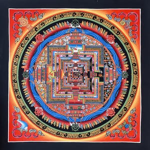 Handgemaltes Kalachakra Mandala Thangka | Rad des Lebens | Rad der Zeit Tibetanische Kunst | Unikat und Original Meisterwerk
