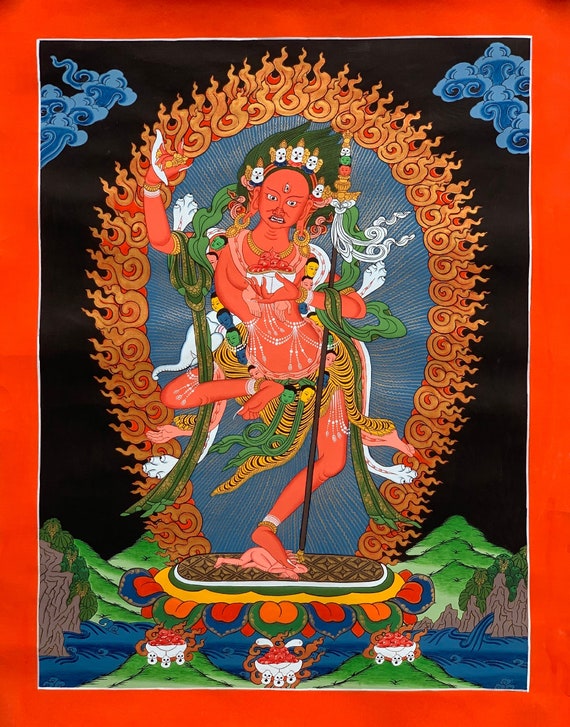 肉筆画 手描き仏画】バジュラヨーギニー Vajrayogini ヨギニ タンカ