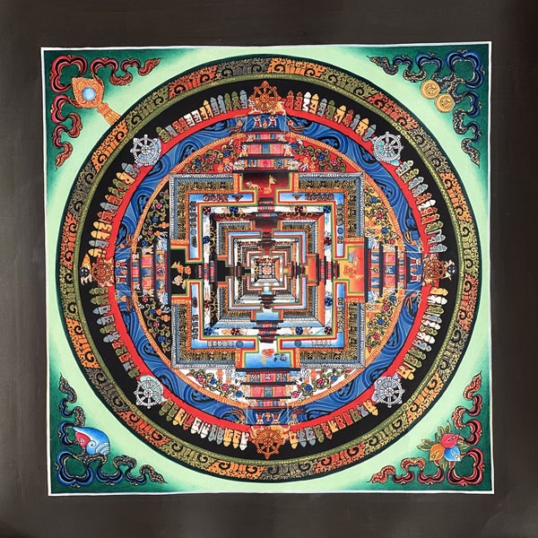 Originele handgeschilderde Kalachakra Mandala / Wheel of Life Master Quality Tibetaanse meditatie mededogen Thangka / Thanka schilderij / muur Haning