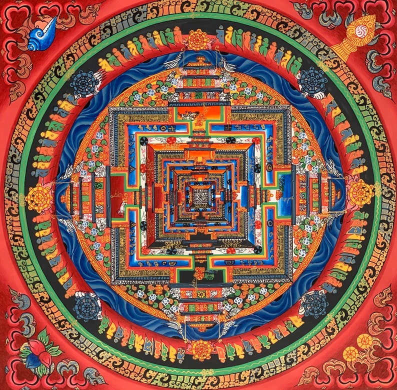 Original Hand-painted Master Quality Kalachakra Mandala/ Wheel of Time Tibetan Thangka Painting M1