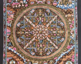 Hand-Painted Wheel of Life Mandala Thangka: Tibetan Buddha Art