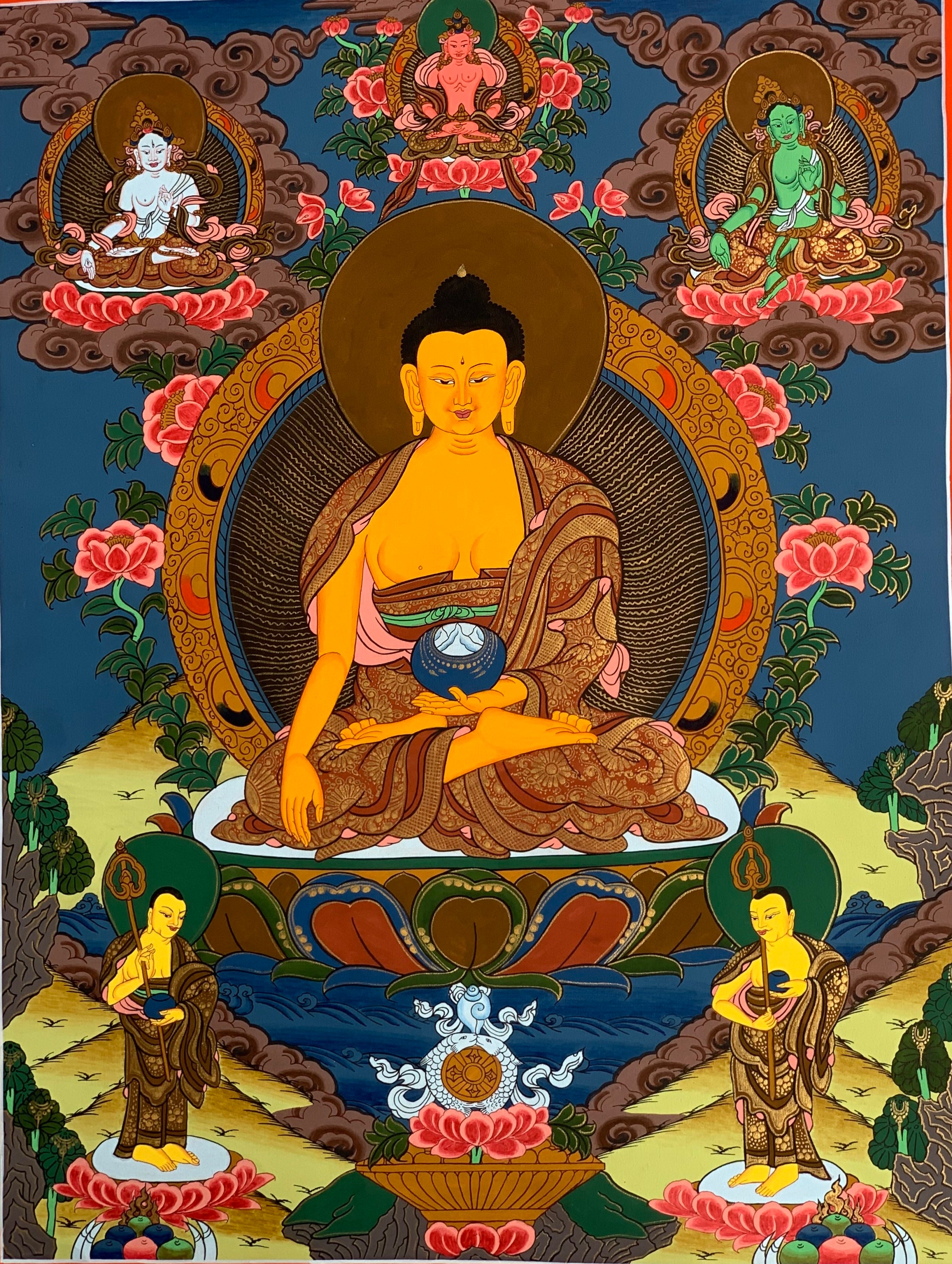 手描きの釈迦牟尼仏タンカ – チベット仏教美術 - Etsy 日本