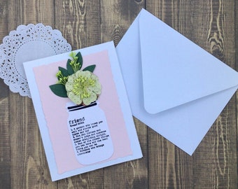 Handmade Friendship Card | Blank Note Card | Friendship Note Card