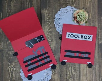 Toolbox Themed Gift Card Holder; For Him gift card envelope; Fun Gift Card Holder