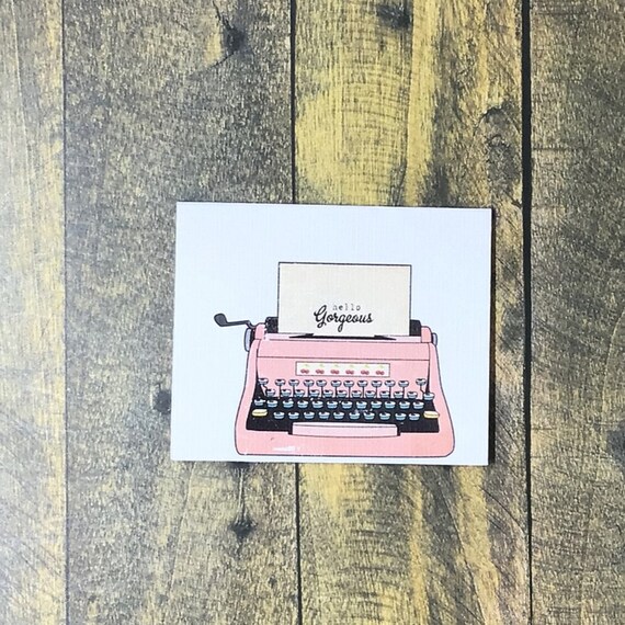 Hello mini note cards; set of 6 blank note cards; Hello blank note card  set; Typewriter mini note cards