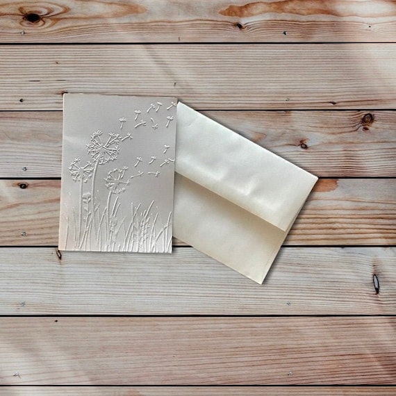 Embossed Note Card Set With Envelopes Blank Dandelion Note Etsy