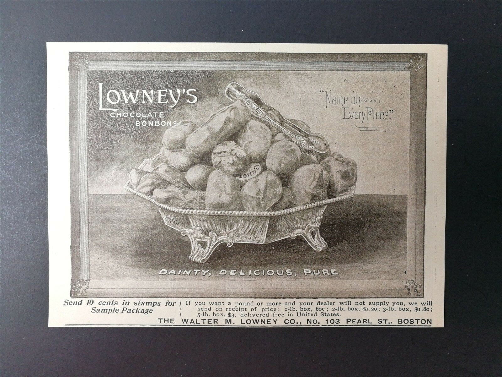 Vintage 1896 Lowneys Chocolate Bonbons Walter M. Lowney Co. Etsy