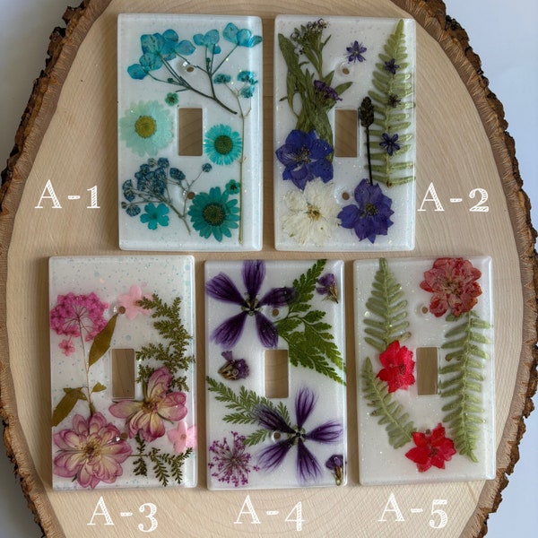 Floral Resin Light Switch Cover , Real Dried Flowers , Wildflower Home Decor , Custom Handmade Gift , Housewarming Gift , Resin Art