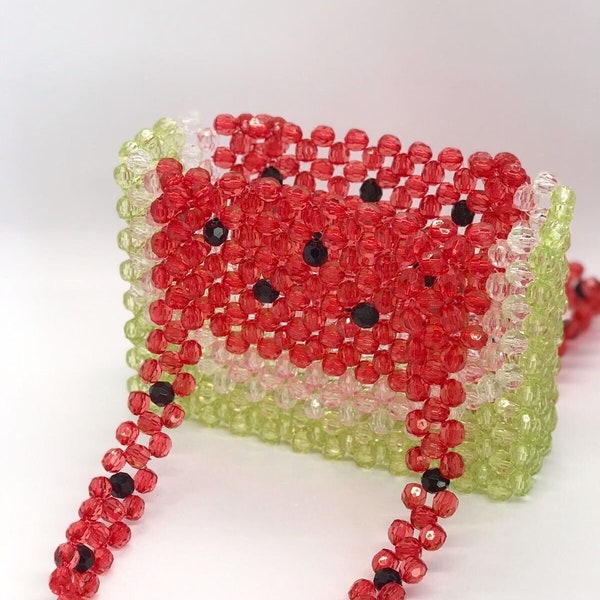 Watermelon Bag, Bead Bag, Pearl Bag,Bead Bag Vintage, Woman Bag, Beads, For Special Day Bag, Shoulder Bag, Crystal bead bag, Gift For Her