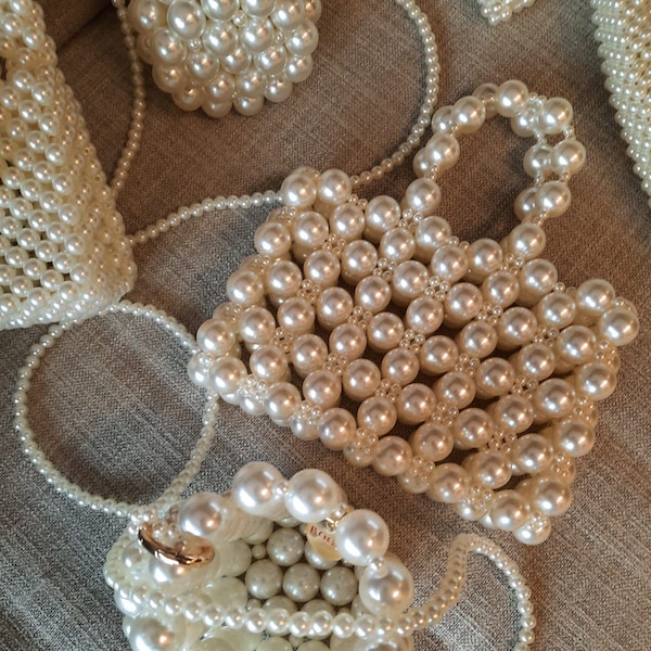 Pearl Beaded Bag, Handmade Bead Bag, Vintage Bead Bag, Woman Bag, Bead Pearl Purse, Bag for wedding, Luxury Handbag, Wedding bridal purse,