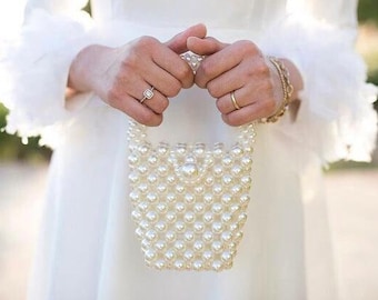 Wedding Purse, Bridal Purse, Luxury Handbag, Pearl Beaded Bag, Vintage Bead Bag, Woman Bag, Beads, Bead bag, Gift For Her, Pearl Bead Purse