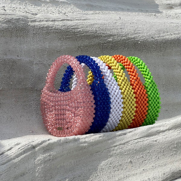 Baguette Bag, Bead Bag, Woman Bag, Colorful Bag, Bag for Summer, Peach Fuzz, Peachy Bag, Peachy Purse, Summer Bags, Summer Bead Bag