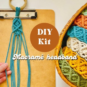 DIY kit macrame headband, boho headband pattern, hippie headband, woven headband, boho gifts for women, macrame project, macrame gift