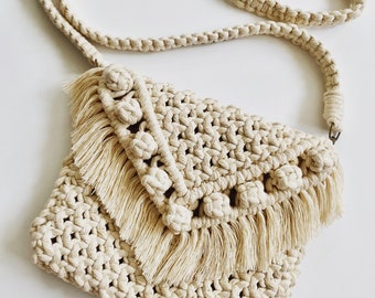 Boho macrame crossbody or clutch purse