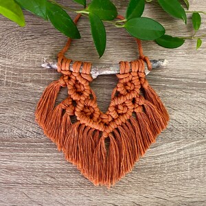 Small Copper Macramé Wall Hanging, Rustic Wall hanging, Mini Macrame Wall Decor, Small bohemian tapestry